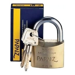 Cadeado Papaiz 60mm com Chave Tetra Cor Dourado - 2