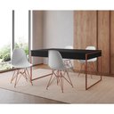 Ver imagem 1 de Mesa Jantar Industrial Retangular Filadélfia Preta 137x90cm com 4 Cadeiras Brancas Eames Base Cobre
