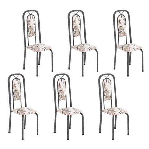 Cadeiras para Sala de Jantar 6 Unidades Lara Prata/Arabesco/Mart