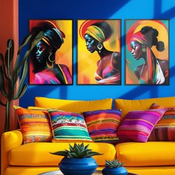 Kit 3 Quadros Decorativos CX Alta 40x60 3 unidades Mulheres Negras:Moldura Preta - 4