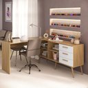 Ver imagem 1 de Mesa de Manicure Profissional em L com 3 Gavetas Jady Multimóveis Mp6041 Madeirado/branco