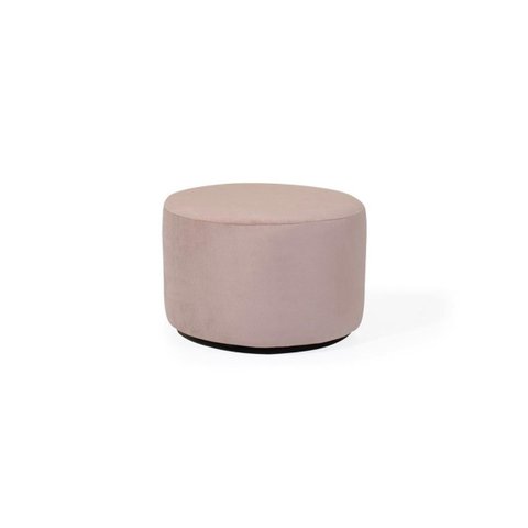 Puff Redondo Base Preta Elegante Tecido Suede Rose Decoração Quarto Sala Centro Suporta 120kg