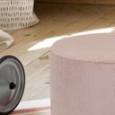 Ver imagem 3 de Puff Redondo Base Preta Elegante Tecido Suede Rose Decoração Quarto Sala Centro Suporta 120kg