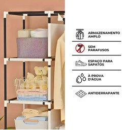 Guarda Roupa Closet Dobrável Organizador com Capa de Tecido - 7