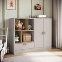 Ver imagem 2 de Cômoda Infantil 2 Portas 1 Gaveta e 4 Nichos Lille DL1060 110cm Cinza - Art In Móveis