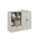 Ver imagem 3 de Cômoda Infantil 2 Portas 1 Gaveta e 4 Nichos Lille DL1060 110cm Cinza - Art In Móveis