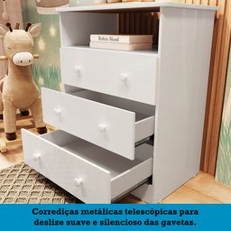 Quarto de Bebê Completo com Berço Americano Guarda Roupa Cômoda Teka Espresso Móveis - 13