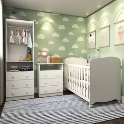 Quarto de Bebê Completo com Berço Americano Guarda Roupa Cômoda Teka Espresso Móveis - 2