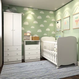 Quarto de Bebê Completo com Berço Americano Guarda Roupa Cômoda Teka Espresso Móveis - 1