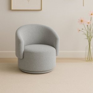 Poltrona Orgânica Bouclé Redonda para Sala Quarto Recepção Confortável Elegante Divani