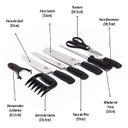 Ver imagem 3 de Jogo de Facas Preto para Churrasco Antiaderente Corte Navalha - 6 Peças