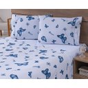 Ver imagem 1 de Jogo Lençol 4 Peças Cama Viúva 1,88mx1,28mx25cm 100% Algodão 180 Fios Borboletas Azul