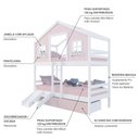 Ver imagem 4 de Beliche Casinha Sonhos com 02 Gavetas Rosa Kit Escada/ Escorregador Madeira Maciça Rosa/ Branco