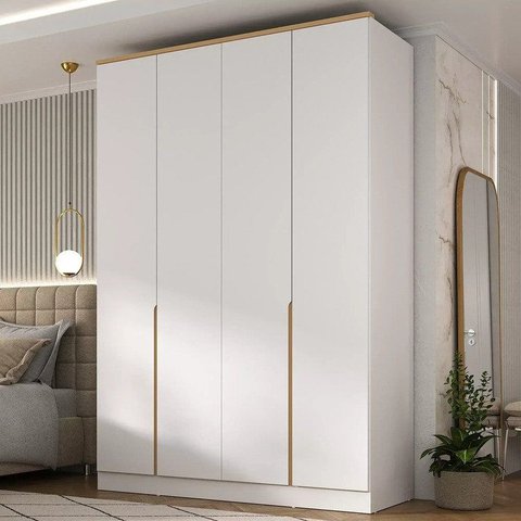 Guarda Roupa 4 Portas 2 Gavetas Logan Yescasa Branco/Olmo Italiano