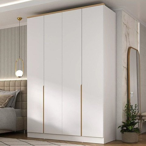 Guarda Roupa 4 Portas 2 Gavetas Logan Yescasa Branco/Olmo Italiano