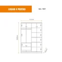 Ver imagem 3 de Guarda Roupa 4 Portas 2 Gavetas Logan