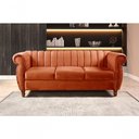 Ver imagem 5 de Sofá Realeza 3 Lugares 196cm Terracota Veludo Clássico Bella Decor
