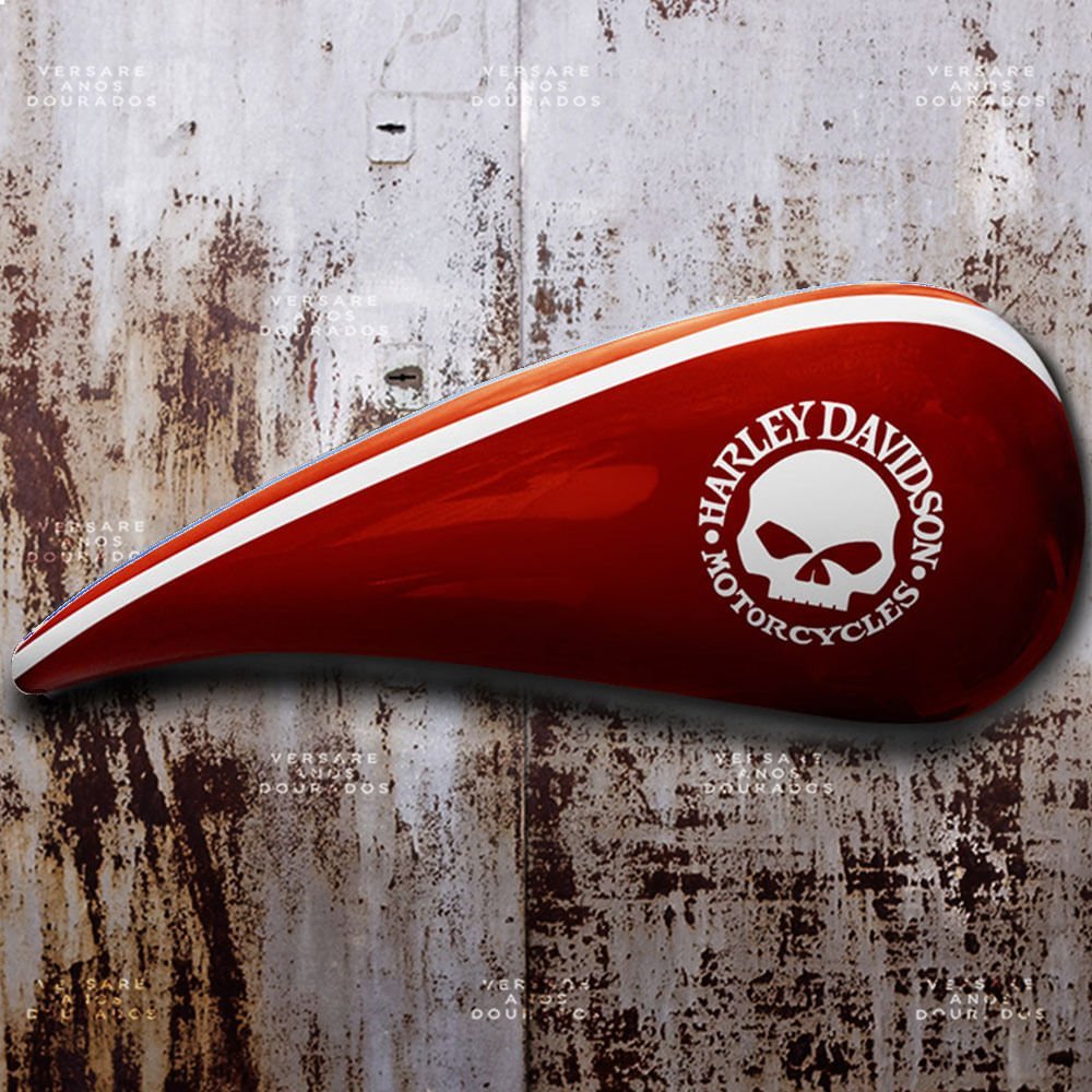 Tanque de Combustível Decorativo Harley Davidson Skull Vermelho