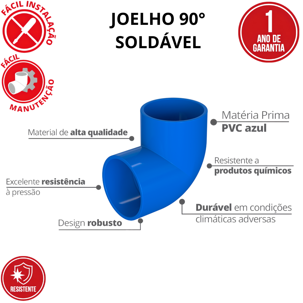 10 Unidades Joelho 90° Soldável Irrigação Bitola 50mm Cor Azul Durín - 2