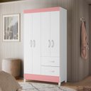 Ver imagem 4 de Guarda Roupa Mobi 4 Portas Biflex Branco Fosco Liso/rosa Matte - Albatroz Móveis