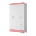 Ver imagem 2 de Guarda Roupa Mobi 4 Portas Biflex Branco Fosco Liso/rosa Matte - Albatroz Móveis