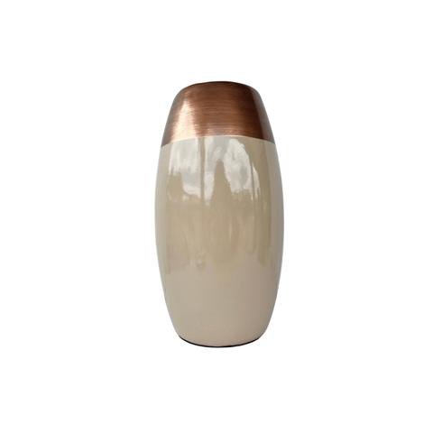 Decoração sala vaso centro de mesa grande bege/cobre moderno