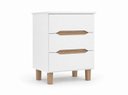 Ver imagem 2 de Mesa de Cabeceira 3 Gavetas em MDF e Pés em Madeira Maciça Logan Branco Yescasa