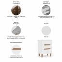 Ver imagem 4 de Mesa de Cabeceira 3 Gavetas em MDF e Pés em Madeira Maciça Logan Branco Yescasa
