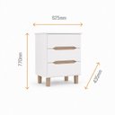 Ver imagem 3 de Mesa de Cabeceira 3 Gavetas em MDF e Pés em Madeira Maciça Logan Branco Yescasa