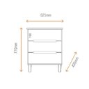 Ver imagem 3 de Mesa de Cabeceira 3 Gavetas MDF e Pés em Madeira Maciça Logan Yescasa Branco Hanover/Dourado