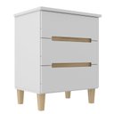 Ver imagem 2 de Mesa de Cabeceira 3 Gavetas MDF e Pés em Madeira Maciça Logan Yescasa Branco Hanover/Dourado