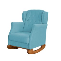 Poltrona Amamentação Balanço Descanso Helena com Puff Suede Azul Twdecora - 4