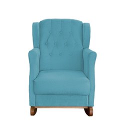 Poltrona Amamentação Balanço Descanso Helena com Puff Suede Azul Twdecora - 3