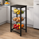 Ver imagem 1 de Fruteira de Chão Cozinha Desmontada Aço Preto Cesto Preto Tampo Preto Madri
