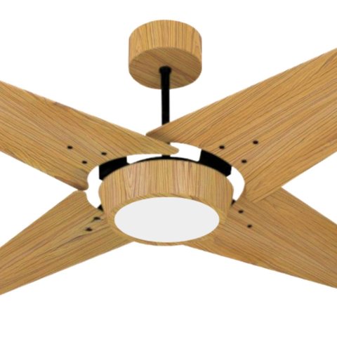 Ventilador de Teto com Controle Remoto Natuvent Callis Led 4 Pás Madeira Freijó 3000k Branco Quente