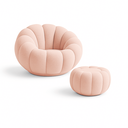 Ver imagem 1 de Kit Poltrona Decorativa Concha Com almofada e Puff Boucle Abobora - Montanaris Decor