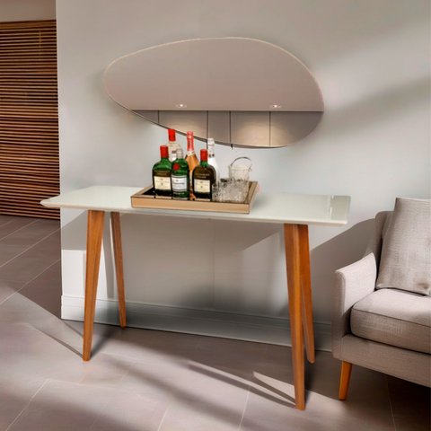 Aparador Tampo em Mdf com Vidro 120x40cm Slim