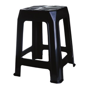 Banqueta Plástica Resistente até 100kg Preta Bessa