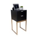 Ver imagem 1 de Mesa de Cabeceira Eco Industrial 30cm Preto 2 Gavetas Pés Ferro Dourado para Quarto Cama