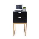 Ver imagem 5 de Mesa de Cabeceira Eco Industrial 30cm Preto 2 Gavetas Pés Ferro Dourado para Quarto Cama