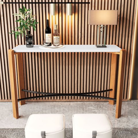 Aparador de Ambientes Austria Madeira com Detalhes de Ferro:branco