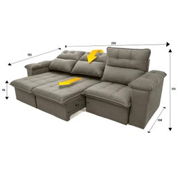 Sofá Retrátil/Reclinável Verona 2,30m Suede Velut Tabaco c/ Molas no Assento - King House - 3