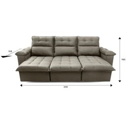 Sofá Retrátil/Reclinável Verona 2,30m Suede Velut Tabaco c/ Molas no Assento - King House - 4