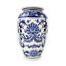 Vaso Porcelana Azul Branco Floral Clássico 30cm Decoração - 1