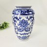 Vaso Porcelana Azul Branco Floral Clássico 30cm Decoração - 3