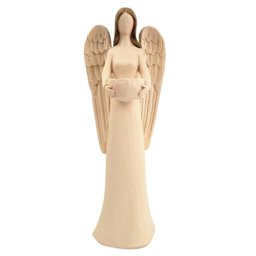 Enfeite Anjo Castiçal C/ Vela Decoração 35cm Nude Moderno - 1