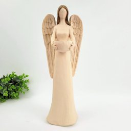 Enfeite Anjo Castiçal C/ Vela Decoração 35cm Nude Moderno - 2