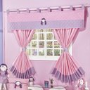 Ver imagem 1 de Cortina Infantil Little Girl para Varão Simples com Abraçadeiras - Rosa