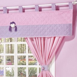 Cortina Infantil Little Girl para Varão Simples com Abraçadeiras - Rosa - 2