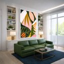 Ver imagem 3 de Quadro Canvas Abstrato Folhas Botânicas 90x60cm Mold Branca